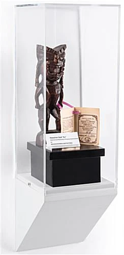 8”w Wall Wedge Display Case W/ MDF Base And Lift Off Acrylic Vitrine - White