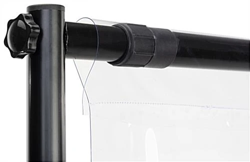 Floor Standing Sneeze Shield, PVC, Portable Aluminum Frame - Clear - Image 4