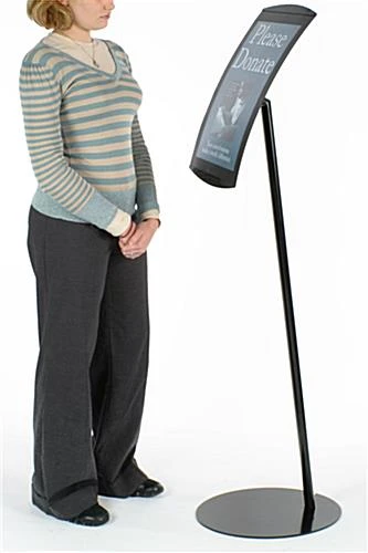 11 X 17 Menu Floor Stand, Magnetic Lens, Curved Frame, Portrait Or Landscape - Black - Image 2