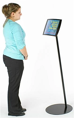 8.5 X 11 Menu Floor Stand, Magnetic Lens, Curved Frame, Portrait Or Landscape - Black - Image 3