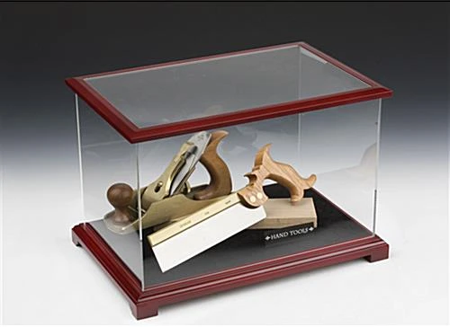 Model Display Case W/ Lift-Off Top, Red Mahogany Frame & Removable Riser