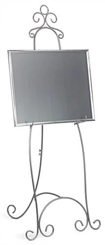 Floor Easel With Height Adjustable Hooks, 27 X 71-1/4 Inches - Silver And Black - Image 2