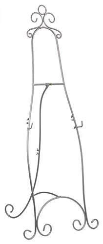 Floor Easel With Height Adjustable Hooks, 27 X 71-1/4 Inches - Silver And Black