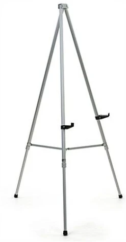 Display Easel For Floor Or Counter, 34" To 64" Adjustable Height, Portable - Silver
