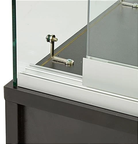 Retail Counter W/ Frameless Tempered Glass Design, 2 Fixed Shelves & Black Base - Image 3