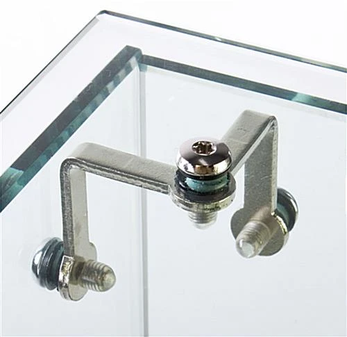 Retail Counter W/ Frameless Tempered Glass Design, 2 Fixed Shelves & Black Base - Image 4