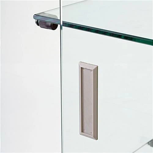 Retail Counter W/ Frameless Tempered Glass Design, 2 Fixed Shelves & Black Base - Image 5