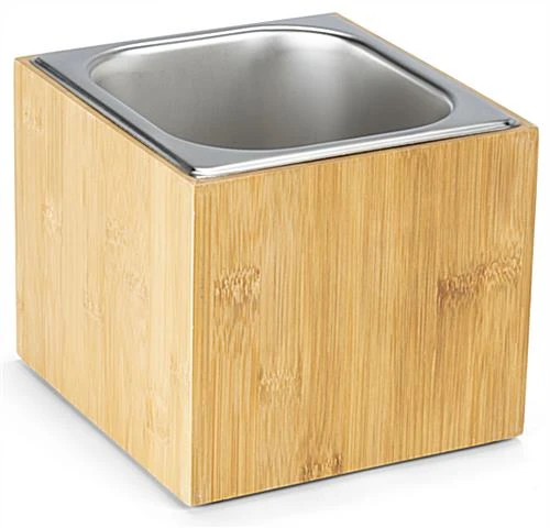 7"w X 6.5"h Ice Housing With Removable Steel Tray - Bamboo