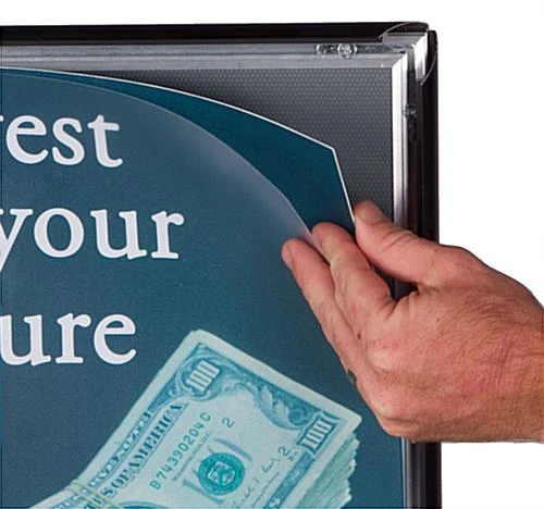 11 X 17 Menu Floor Stand, Snap Open, Tilting, Adjustable Height - Black - Image 2