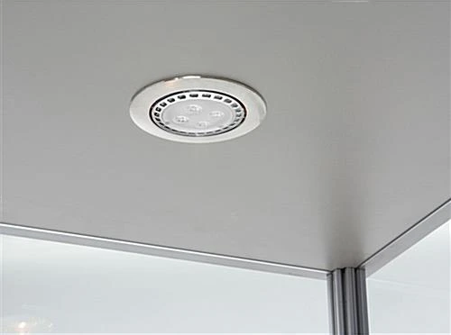 24β Display Case W/ LED Lights, Frameless, Hinged Door, Ships Assembled - Silver - Image 7