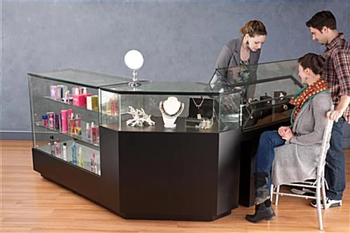 Semi-Gloss Black Jewelry Display Case With Hydraulic Lift Opening - Image 5