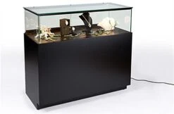 48" Quarter Vision Display Case W/Cabinets And Drawers, Ships Assembled - Black
