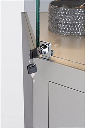 44" Quarter Vision Corner Display Case, W/Drawers, Ships Assembled - Silver - Image 3