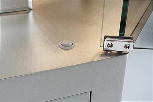 44" Quarter Vision Corner Display Case, W/Drawers, Ships Assembled - Silver - Image 6