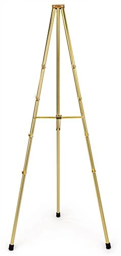 Display Easel For Floor, Tripod Design, 4 Set Display Heights, 6 Feet - Brass - Image 2