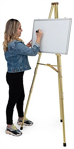 Display Easel For Floor, Tripod Design, 4 Set Display Heights, 6 Feet - Brass - Image 5