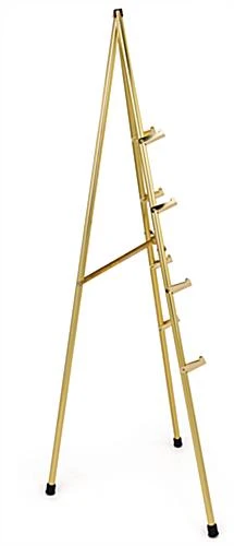 Display Easel For Floor, Tripod Design, 4 Set Display Heights, 6 Feet - Brass - Image 6