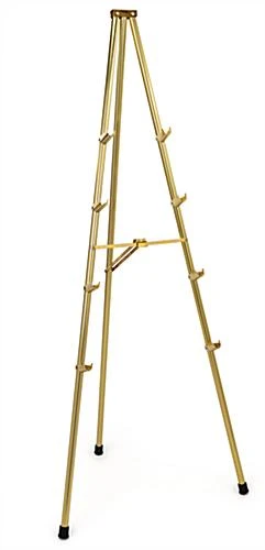 Display Easel For Floor, Tripod Design, 4 Set Display Heights, 6 Feet - Brass