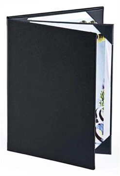 Menu Cover Holds (4) 8.5 X 11 Menus, Photo Album Corners, 3-Panel - Black