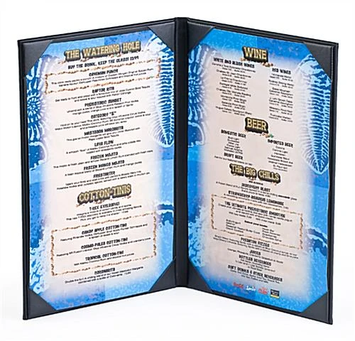 Menu Cover Holds (2) 8.5 X 14 Menus, Photo Album Corners, Double Panel - Black - Image 3