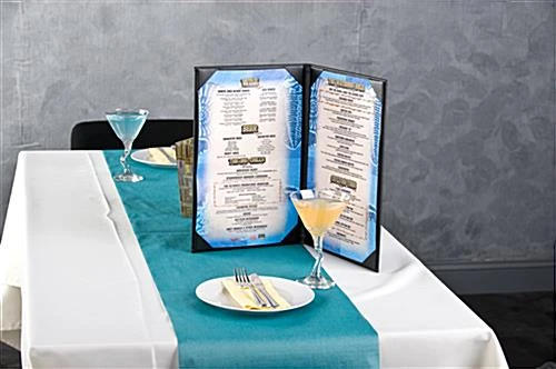 Menu Cover Holds (2) 8.5 X 14 Menus, Photo Album Corners, Double Panel - Black - Image 4