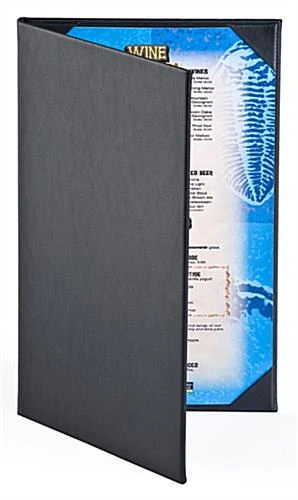 Menu Cover Holds (2) 8.5 X 14 Menus, Photo Album Corners, Double Panel - Black