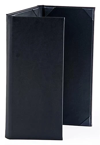 Menu Cover For 4.25 X 11 Menus, Photo Album Corners, Triple Panel (Two-fold) - Black - Image 2