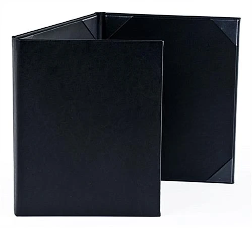 Menu Cover For 8.5 X 11 Menus, Photo Album Corners, Triple Panel (Two-fold) - Black - Image 2