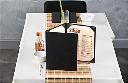 Menu Cover For 8.5 X 11 Menus, Photo Album Corners, Triple Panel (Two-fold) - Black - Image 4
