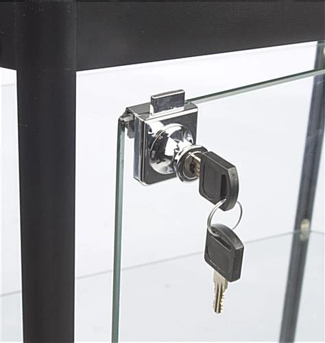 4ft. Corner Retail Display Case W/LED Side Lights, Hinged Door- Black - Image 3