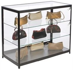 48" Retail Display Case W/Side LED Lights, Sliding Door, Ships Assembled - Black