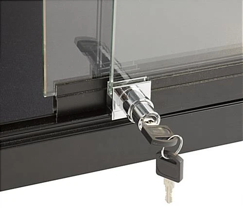 60" Retail Display Case W/LED Side Lights, Sliding Door, Push-in Lock - Black - Image 3