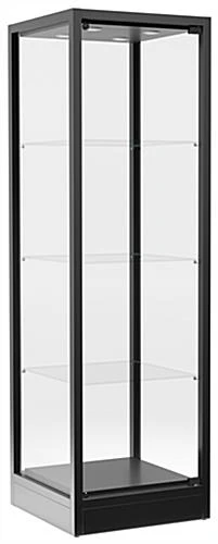 31.5" Glass Display Case W/ Top Lights, Adjustable Shelves, Locking - Black - Image 2