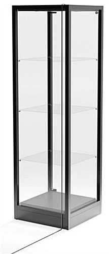 31.5" Glass Display Case W/ Top Lights, Adjustable Shelves, Locking - Black - Image 6