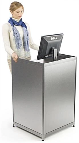 24" Cash Register Stand W/Locking Drawer, Adjustable Shelf, Ships Assembled - Silver - Image 6