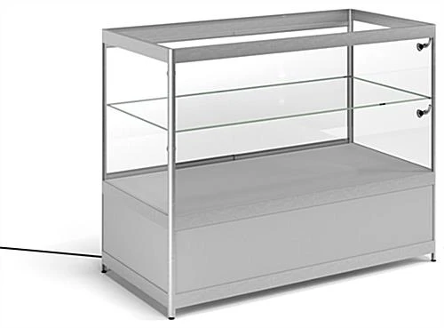 48β Display Case W/Cabinet, 4 LED Lights, Slider Door, Ships Assembled - Silver - Image 2