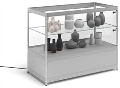 48โ Display Case W/Cabinet, 4 LED Lights, Slider Door, Ships Assembled - Silver