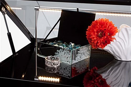 Gloss Black Jewelry Display Case With Hydraulic Lift Opening - Image 2