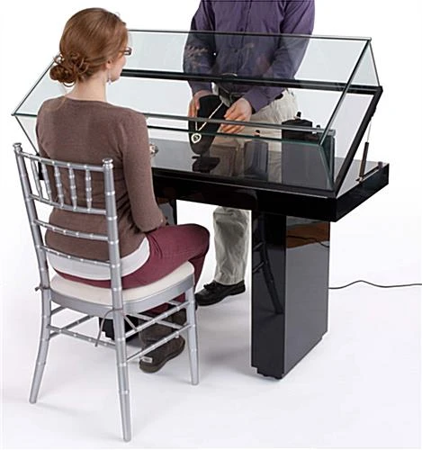 Gloss Black Jewelry Display Case With Hydraulic Lift Opening - Image 3