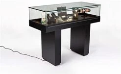 Semi-Gloss Black Jewelry Display Case With Hydraulic Lift Opening