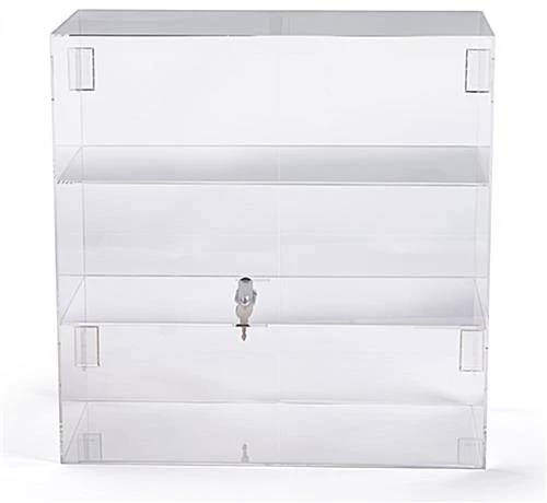 Acrylic Countertop Display Case W/ 2 Shelves & Hinged, Locking Door - Image 2
