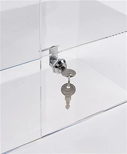 Acrylic Countertop Display Case W/ 2 Shelves & Hinged, Locking Door - Image 3