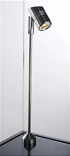 16" Pedestal Display Case W/ Cabinet Base, Locking Drawer, LED Spotlights - Black - Image 4