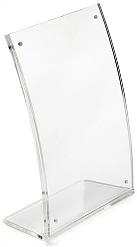 5 X 7 Acrylic Sign Holder For Tabletop, Magnetic Closure, Curved - Clear