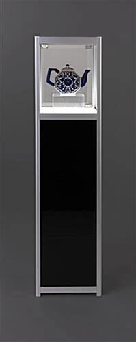 15" Pedestal Display Case W/ Interior LED Lights, Rechargeable, EZ Transport - Silver - Image 5