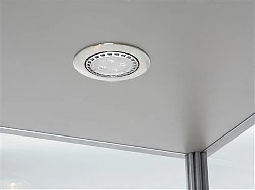 18" Glass Display Case W/4 Shelves, Locking Hinged Door, LED Top Lights - Silver - Image 3