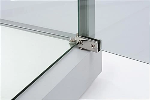 18" Glass Display Case W/4 Shelves, Locking Hinged Door, LED Top Lights - Silver - Image 4