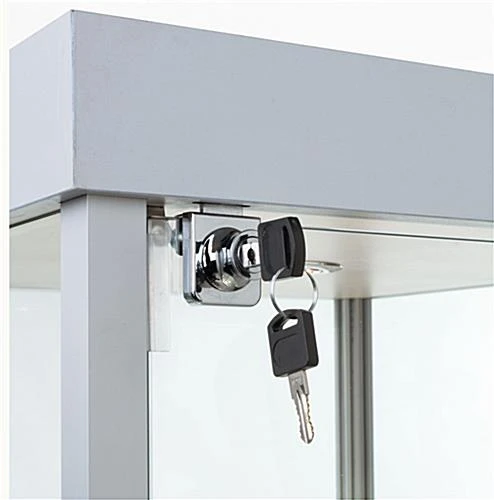 18" Glass Display Case W/4 Shelves, Locking Hinged Door, LED Top Lights - Silver - Image 5