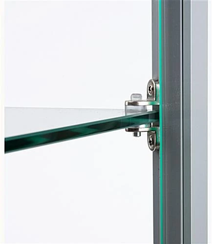 18" Glass Display Case W/4 Shelves, Locking Hinged Door, LED Top Lights - Silver - Image 6