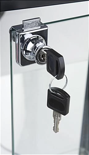 48β Display Case W/ 9 LED Top & Side Lights, 4 Fixed Shelves, Hinged Doors - Black - Image 3